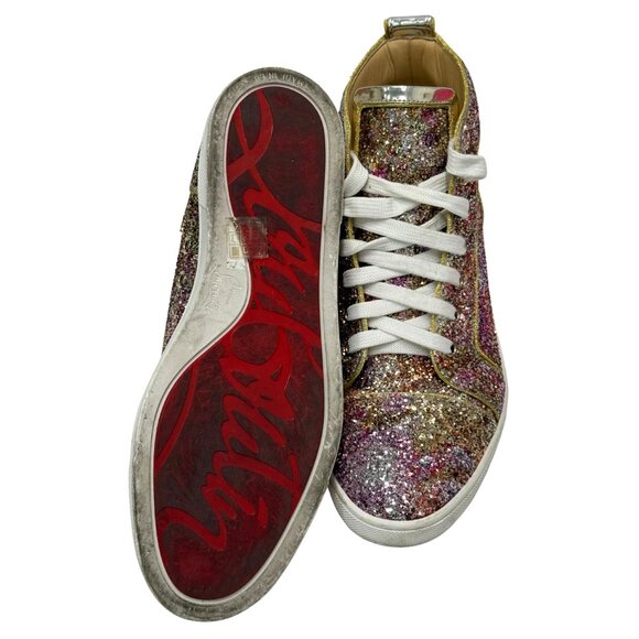 $1250 Christian Louboutin multi bip bip glitter disco sneakers size 9 / eu 39 - Picture 7 of 9